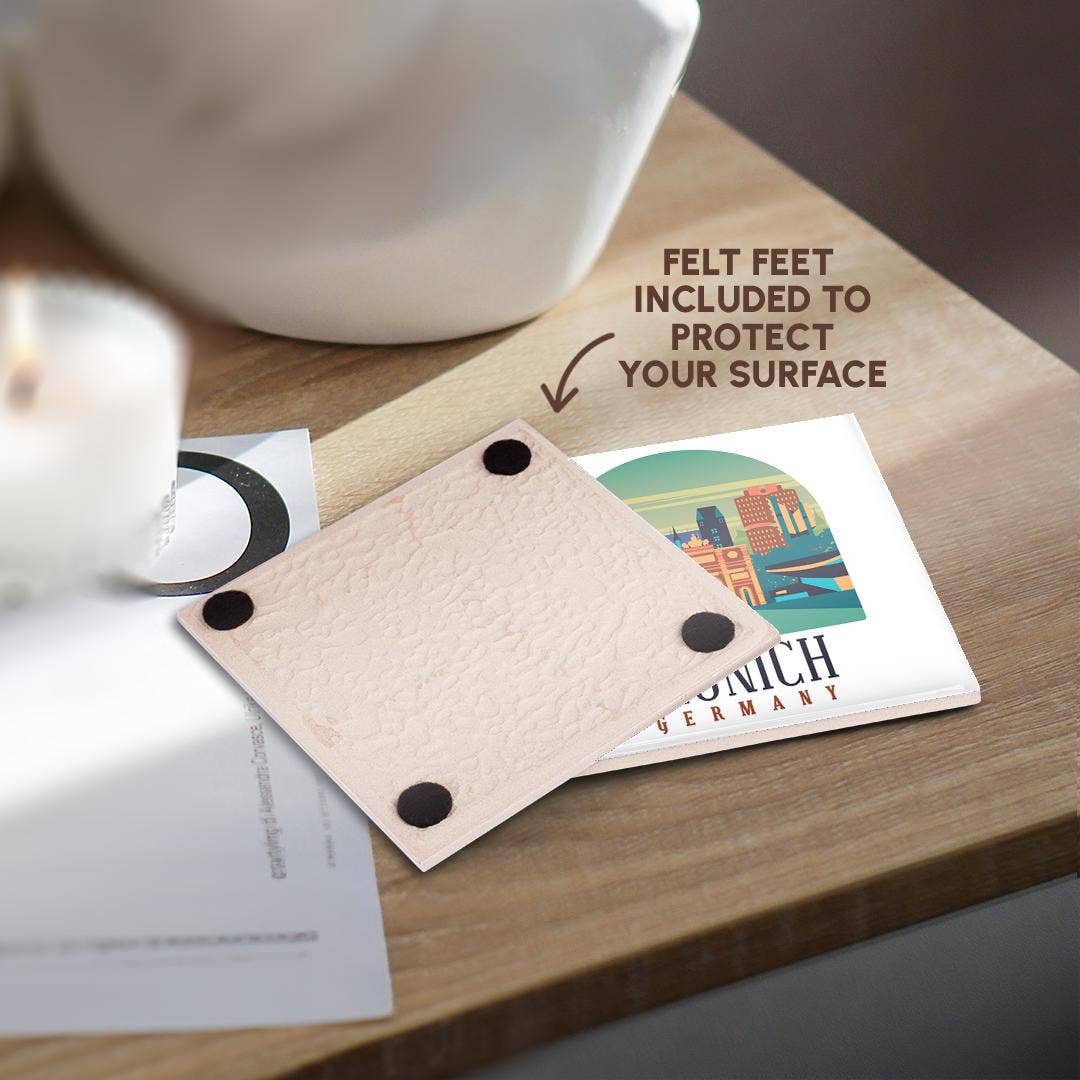 3dRose - Wholesale Coasters - 3dRose, Retro Vintage Illustration with Munich Germany for Tourist , Coaster3