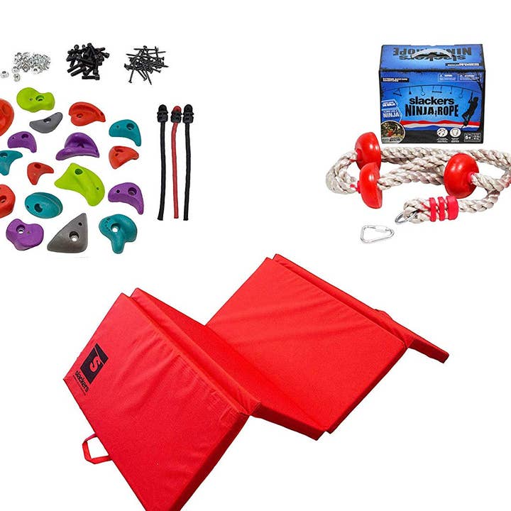 b4Adventure - Wholesale Sporting Game - Kids & Baby - Slackers DIY Rock Climbing Wall Kit W/ Crash Pad & Rope
