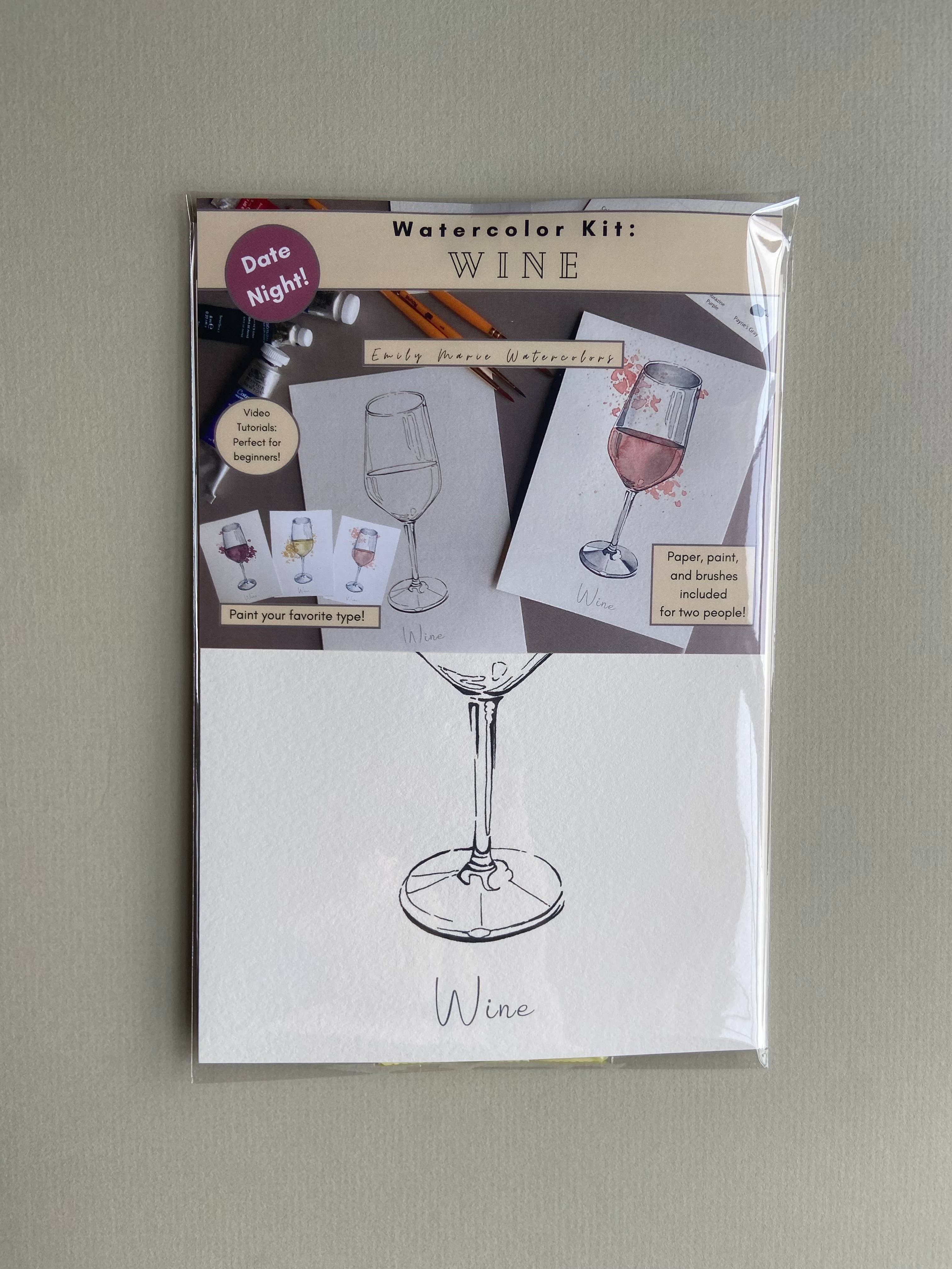 Emily Marie Watercolors - Wholesale DIY Craft Kit - Watercolor Date Night Kit: Wine1