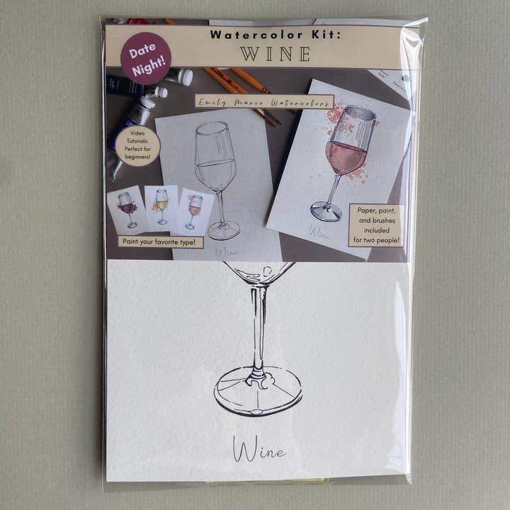 Emily Marie Watercolors - Wholesale DIY Craft Kit - Watercolor Date Night Kit: Wine1