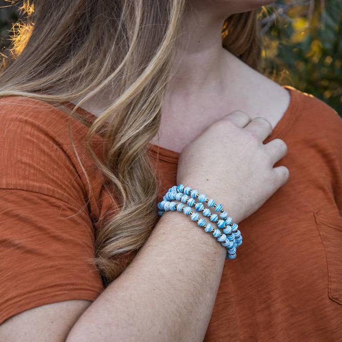 Zuri Styles - Vendita all'ingrosso Bracciale con perline - Braccialetto con perline in carta riciclata, motivo: Tranquility