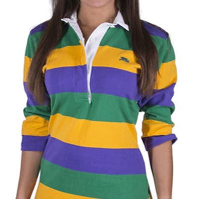 Mardi Gras Striped Polo Dress — Large for wholesale by KBW Global Corp.
