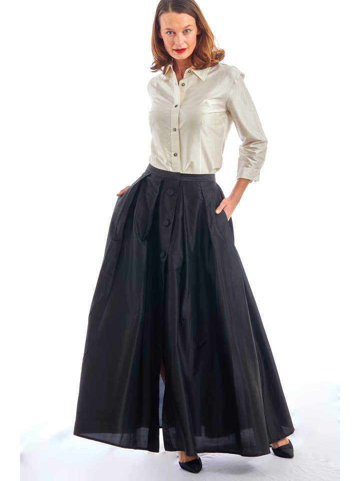 Dizzy-Lizzie - Wholesale Skirt - Women's - Ballgown Skirt black Dupioni silk