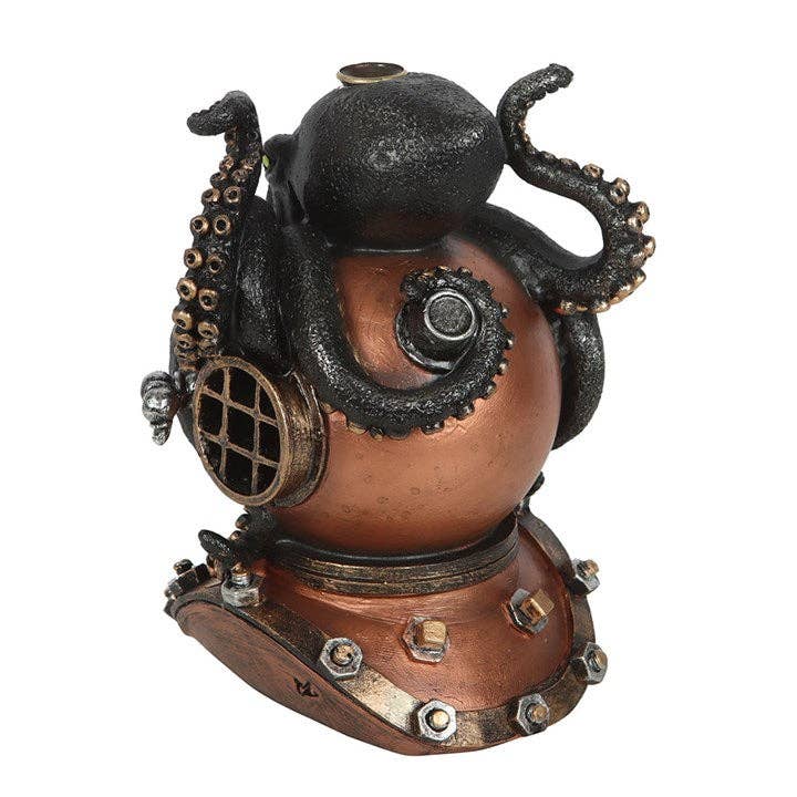 Something Different Wholesale - Wholesale Incense Holder - Steampunk Kraken on Diver's Helmet Backflow Incense Burner