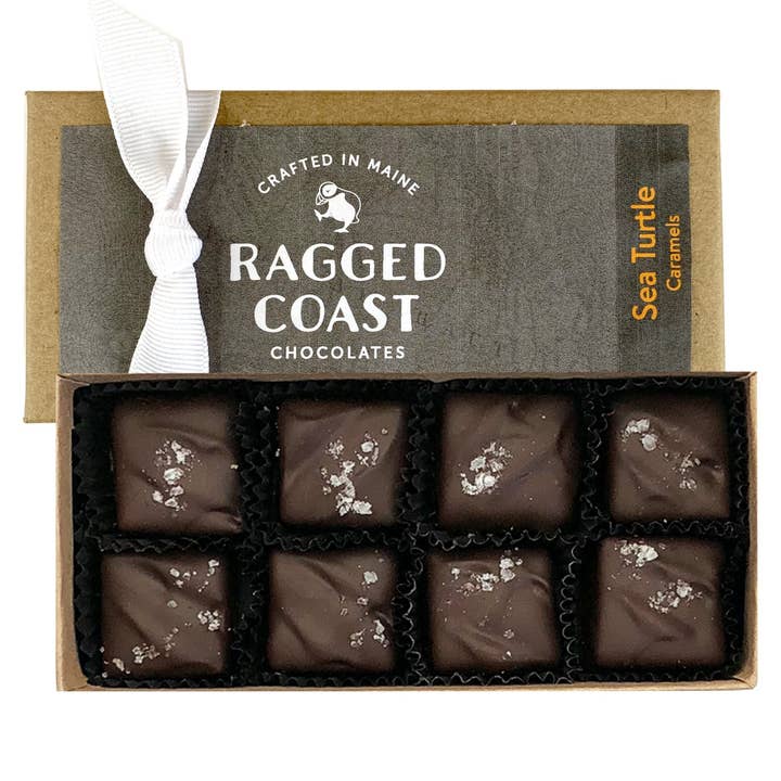 Ragged Coast Chocolates - Wholesale Chocolate Box - "Sea Turtle" Sea Salt Caramels with nuts Boxed Assortments