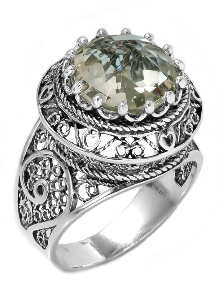 Art Prasiolite Gemstone Women Silver Ring for wholesale by Filigranist Jewelry