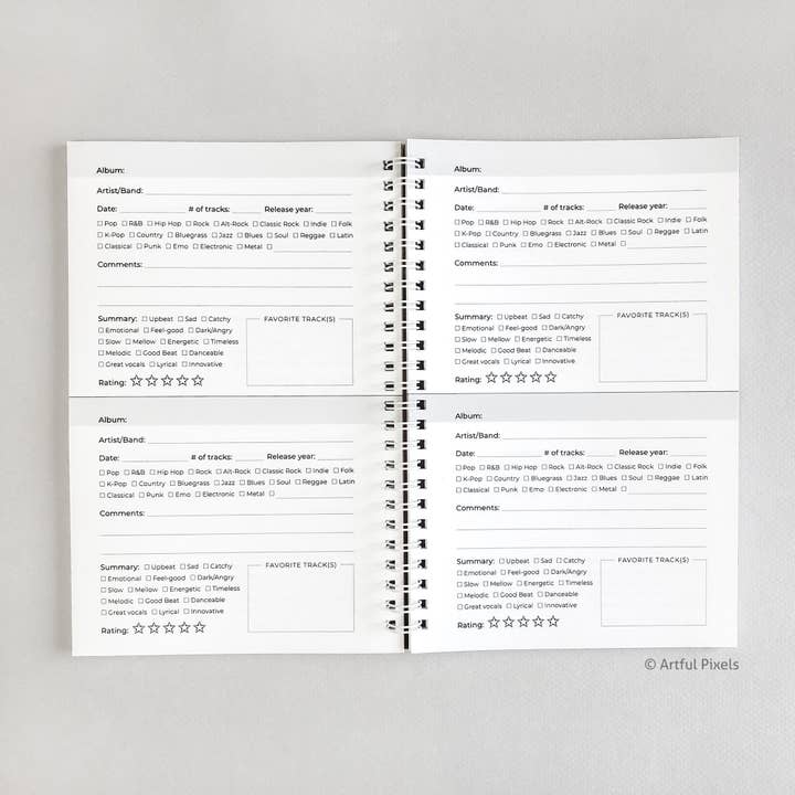 Artful Pixels - Wholesale Journal/Diary - Music Album Logbook | Journal for Music Lovers3