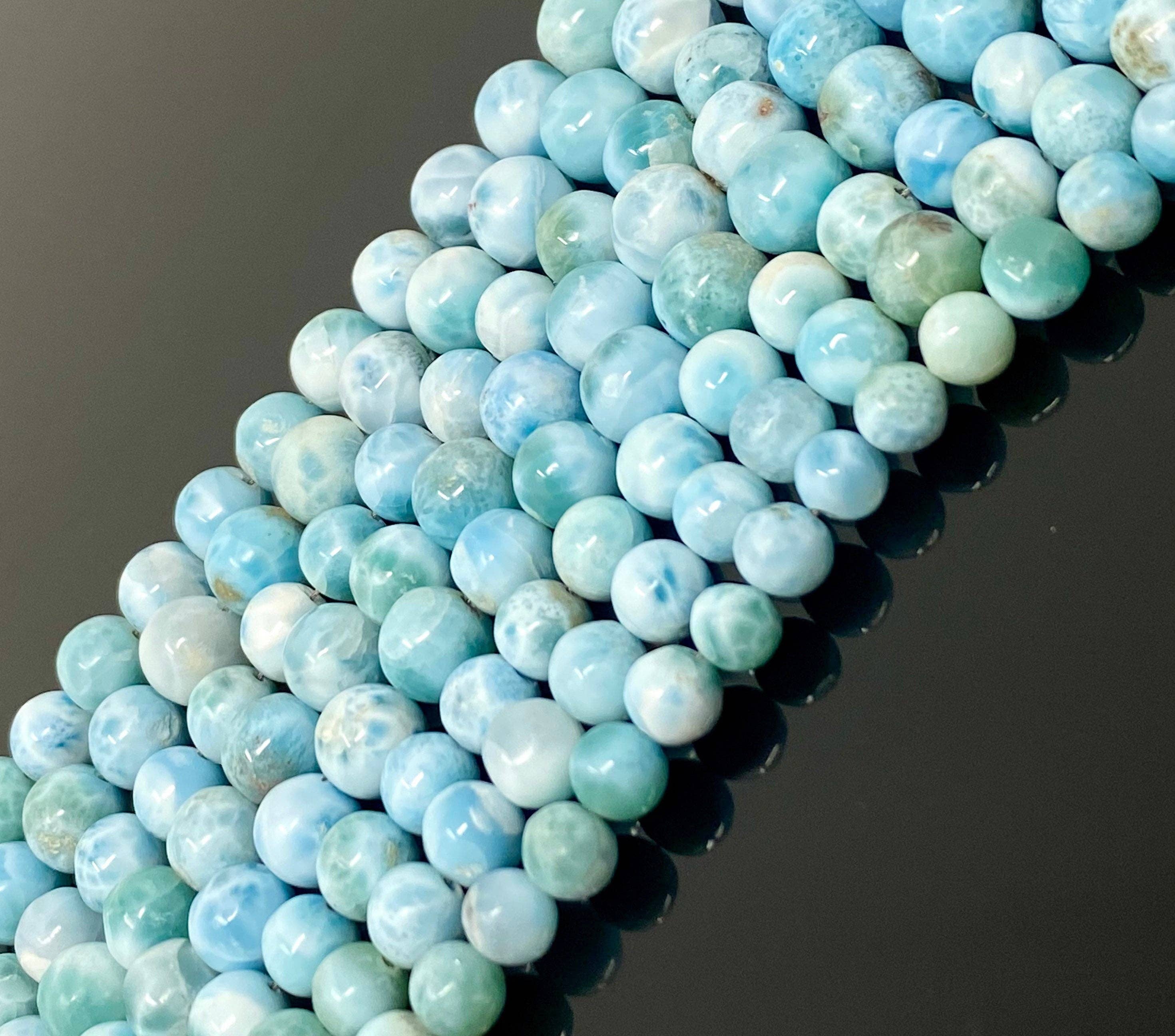 Akstar Gems – wholesale Pärlor – Larimar Pärlor, Ädelsten Pärlor, Äkta Dominikanska republiken Larimar Pärlor - AAA Quality Atlantis Stone, Karibiska stenpärlor, 7” Strand9