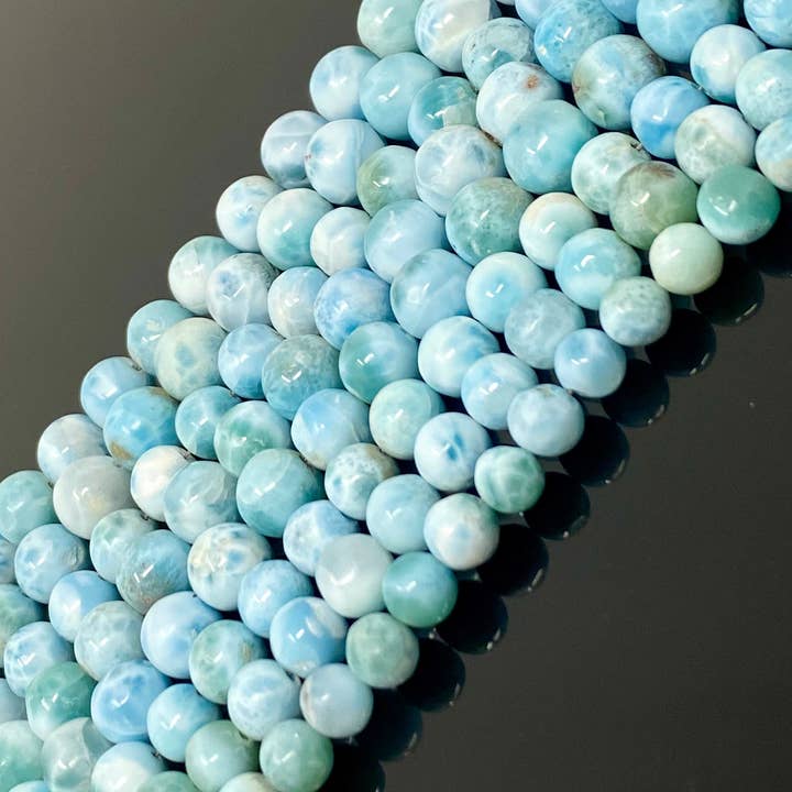 Akstar Gems – wholesale Pärlor – Larimar Pärlor, Ädelsten Pärlor, Äkta Dominikanska republiken Larimar Pärlor - AAA Quality Atlantis Stone, Karibiska stenpärlor, 7” Strand9