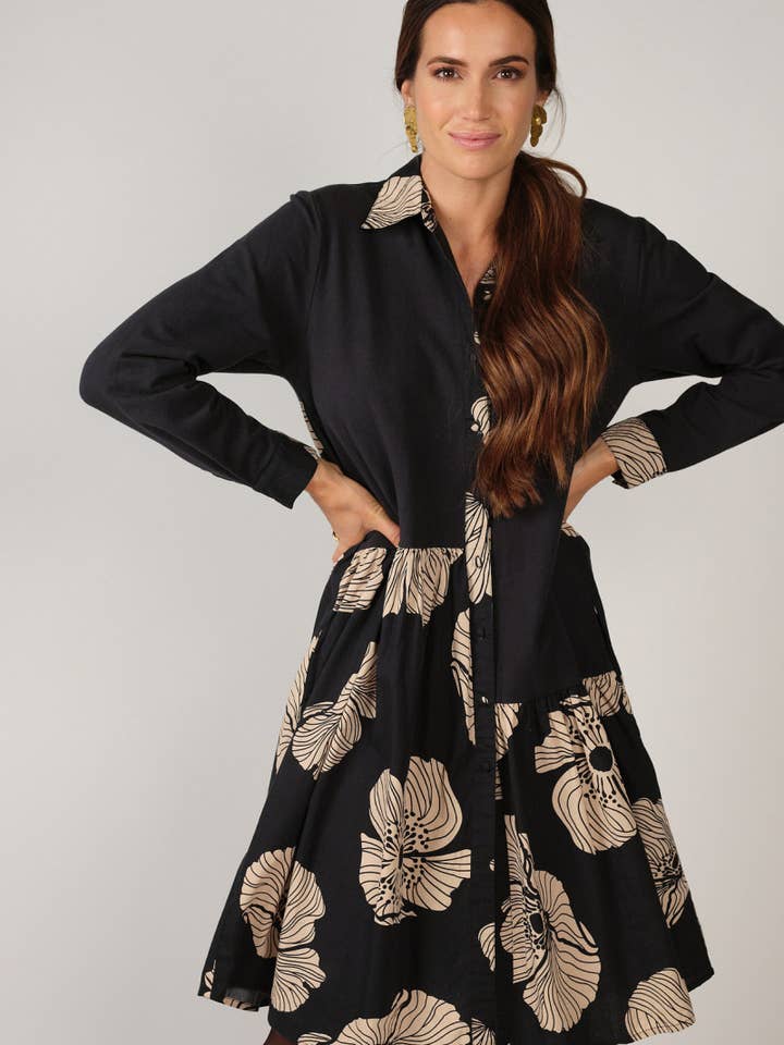 ROBE CHEMISE - NOIRAFLEURS 104 pour la vente par Rhum Raisin