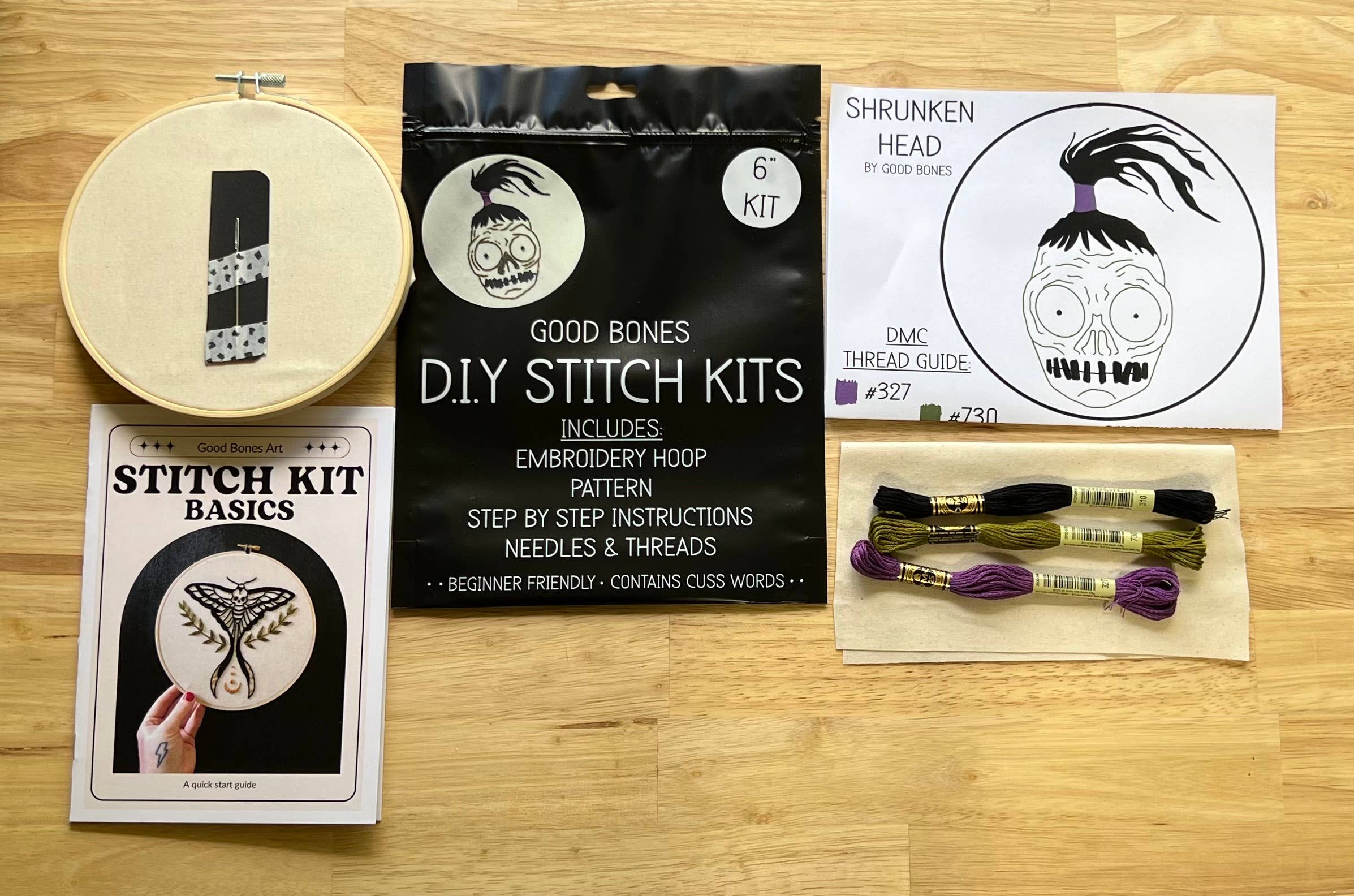 Good bones art – wholesale Material för broderi/korsstygn – Broderikit med krympt huvud 1