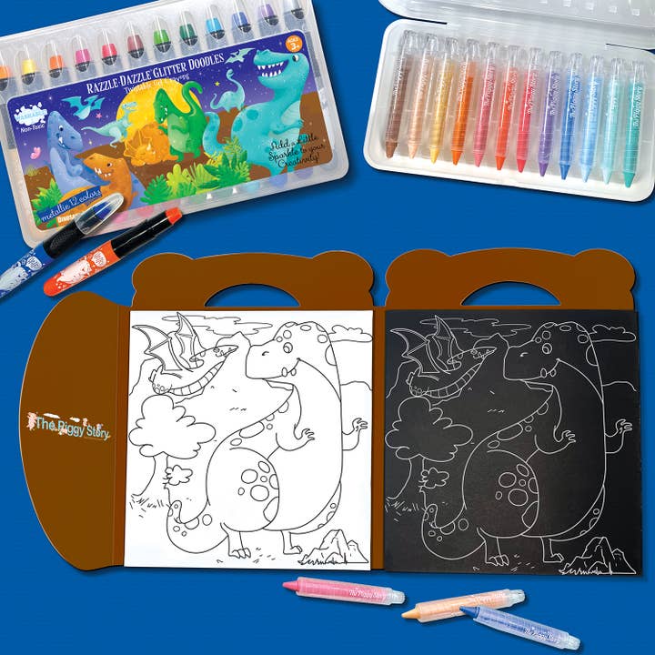 The Piggy Story - Wholesale Coloring & Activity Book - Kids & Baby - Color on Black, Color on White 2-in-1 Tote Dinosaur World2