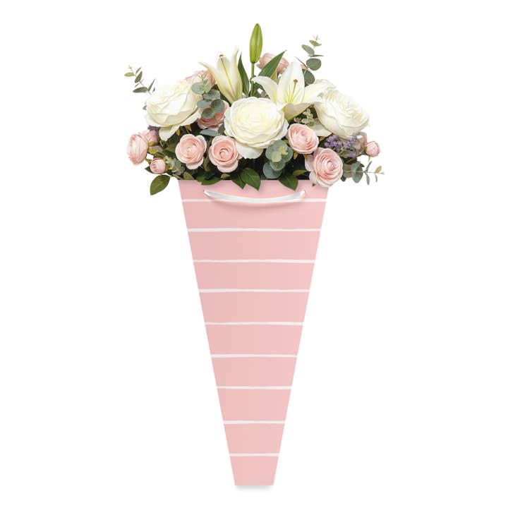 DICKENS INC. - Wholesale Gift Bag - Flower Bouquet Bag - Pink with stripes