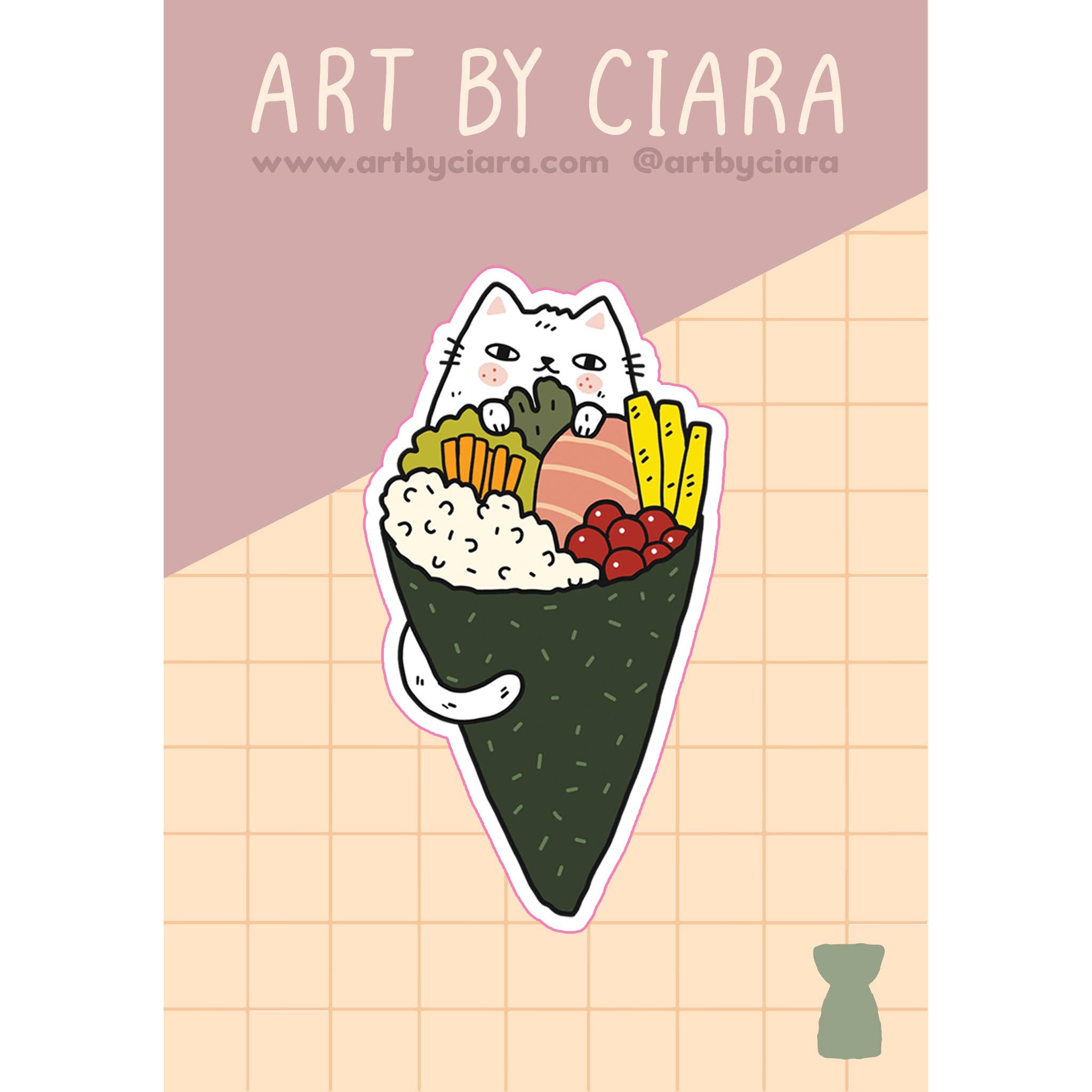 Art by Ciara - Vendita all'ingrosso Adesivo - Adesivo con gatto Sushi Temaki1