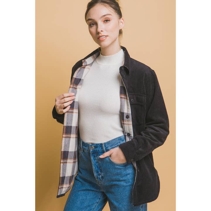 HiteJeans - Venta al por mayor Chaqueta - Mujer - Chaqueta de cuadros reversibles de pana