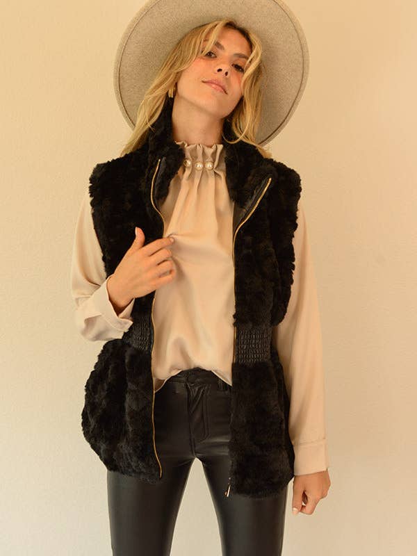 FAUX FUR MOCK WAIST VEST-T2023LA014 for wholesale by Ambiente