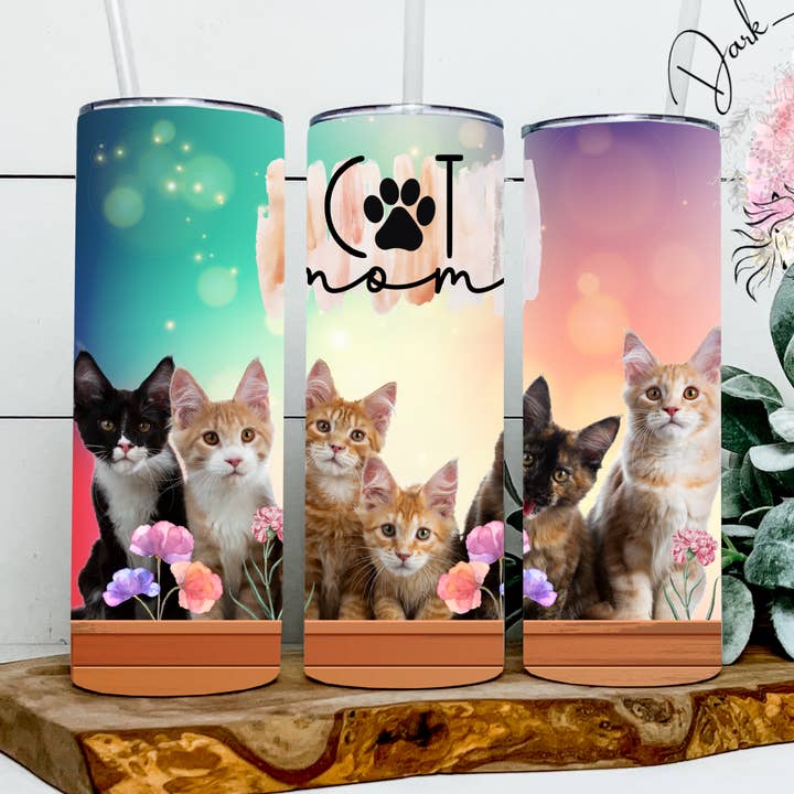 Cat Mom / Kitten Pack Tumbler for wholesale by Dark Horse Dream Designs LLC