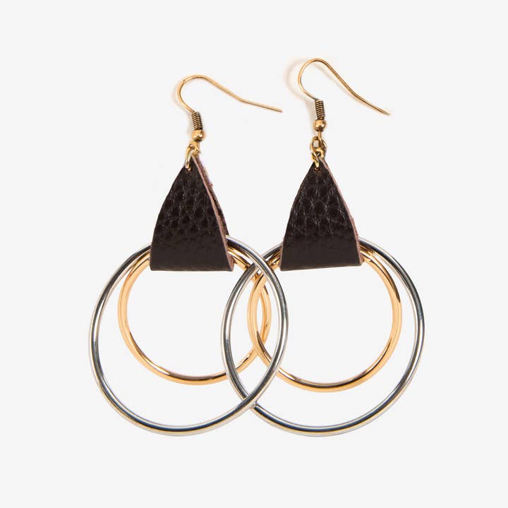 Howard's - Wholesale Hoop Earrings - Wild Spirit Western Leather Gold And Silver Ring Earrings