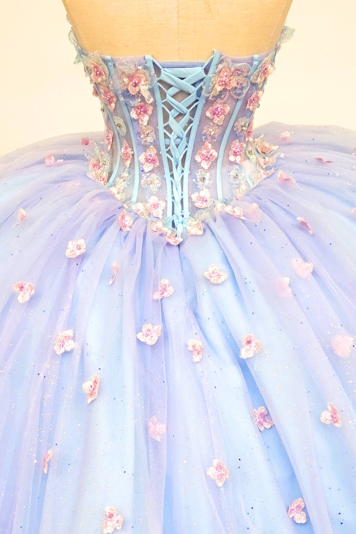 Bleu bébé/Lilas Robe de quinceañera bleu bébé avec fleurs lilas CHF3119 en vente sur Faire6