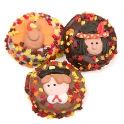 Thanksgiving Chocolate Dipped & Decorated sandwich cookie. for wholesale by Lady Fortunes Inc