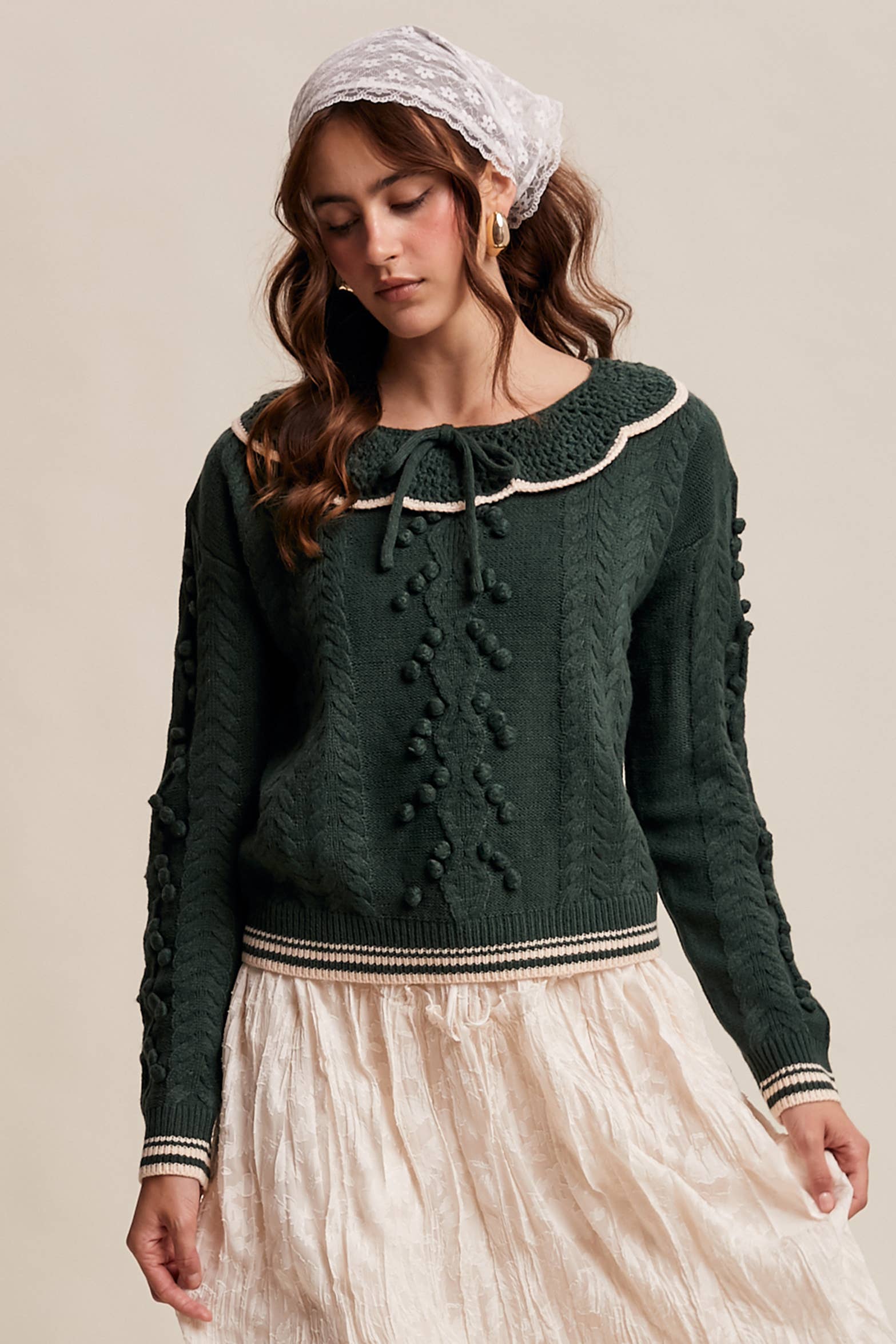 Listicle - Wholesale Knit Sweater - Women's - Pom Pom Cable Knit Sweater12