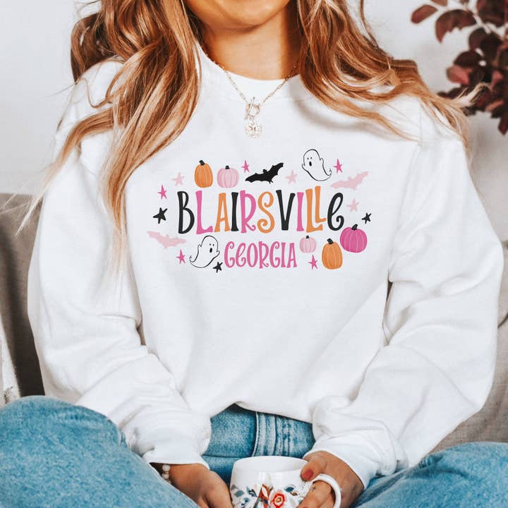 Halloween Sweatshirt, Festive Attire, Custom Name Drop, Gift for wholesale by Love Local