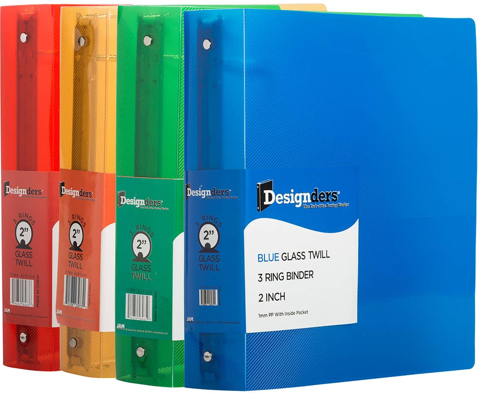 JAM PAPER - Wholesale Binder - JAM Plastic 2in Binders, Assorted 3 Ring Binders, 4/Pk