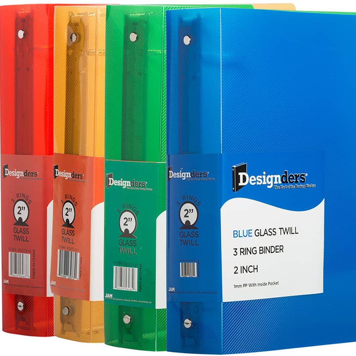 JAM PAPER - Wholesale Binder - JAM Plastic 2in Binders, Assorted 3 Ring Binders, 4/Pk0