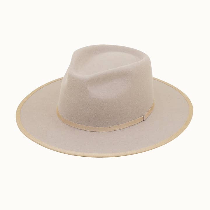 Olive & Pique - Wholesale Fedora - Unisex - LOTUS - 100% Wool Felt Structed Rancher, Satin Lined, Beige1