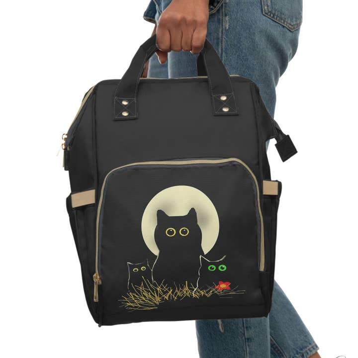 Sac à langer multifonctionnel Night Cats pour la vente par Pioneer Kitty Market