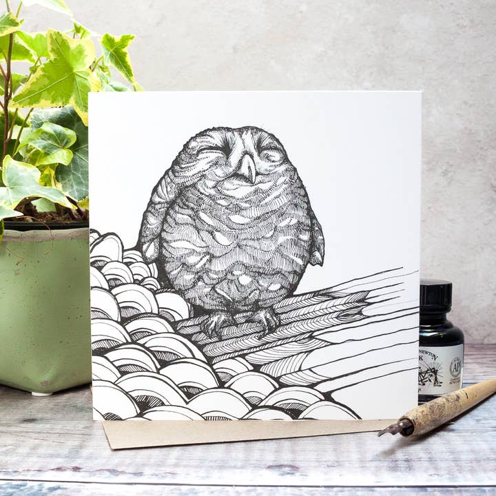 Baby Owl Greetings Card for wholesale by Jessica Wilde
