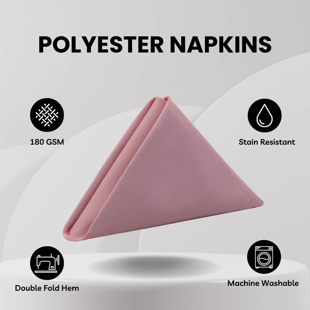 YOUR CHAIR COVERS - Wholesale Dinner & Cloth Napkin - 20 Inch Polyester Cloth Napkins Dusty Rose (Pack of 10)