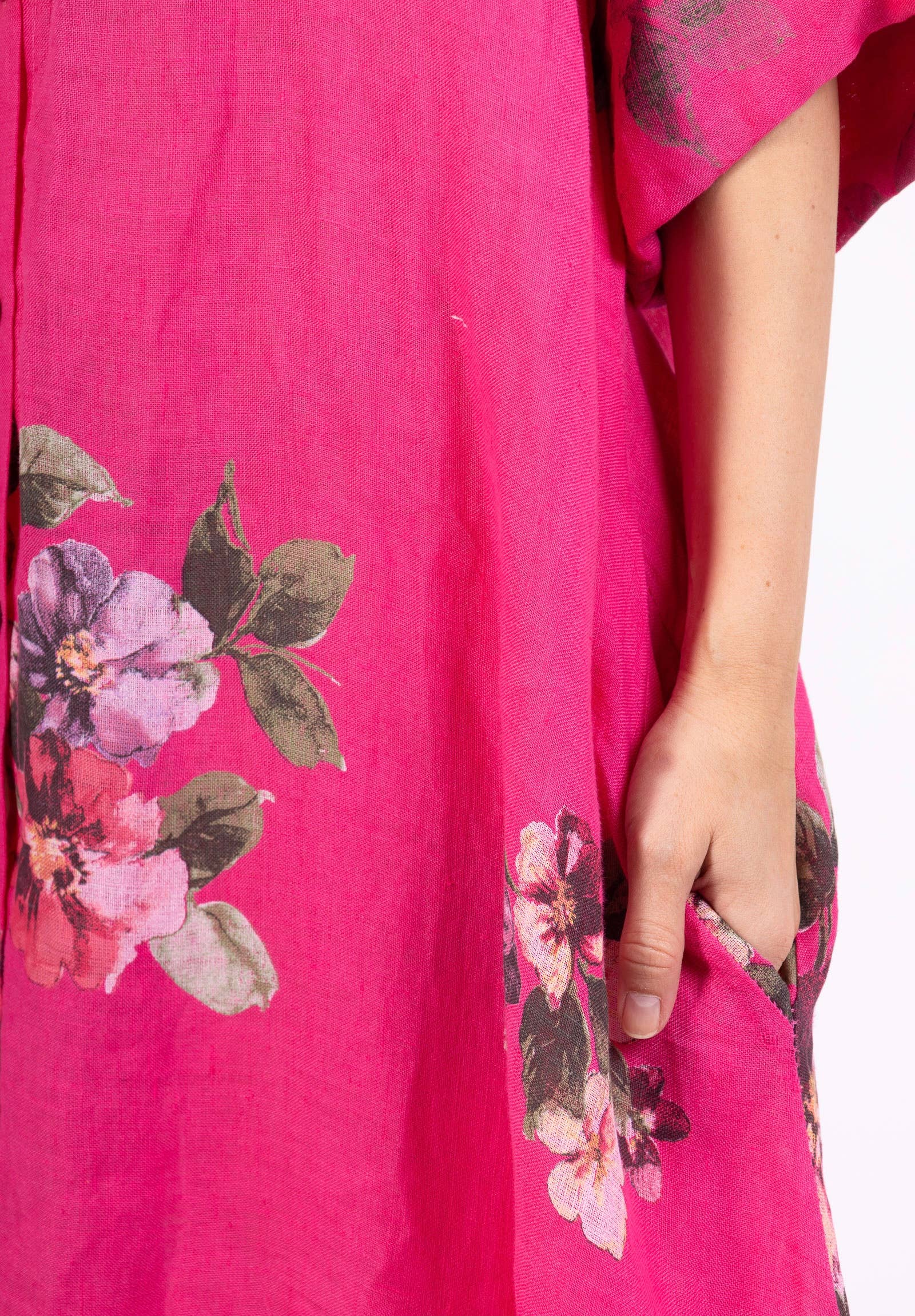 LINEN & COTTON HOUSE - Vente Robe – femme - 8052 E  LONGUE ROBE AVEC POCHES EN LIN  MOTIF 10