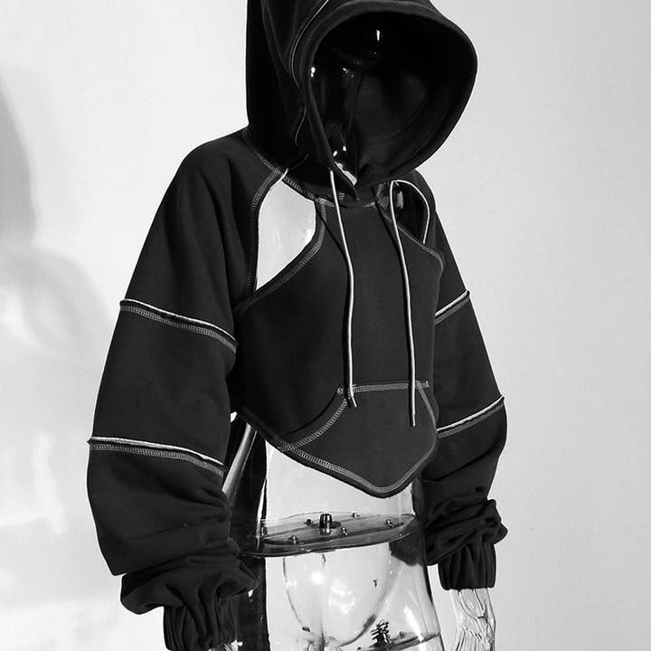 Productseeker - Wholesale Hoodie - Women's - TP027 Chic Hip-Hop Hoodie - Bright Lines & Short Style