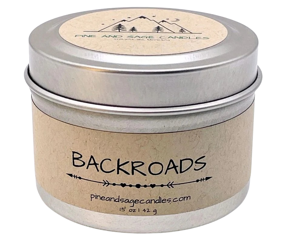 Pine and Sage Candles - Wholesale Travel Candles - Backroads-6 oz. Black Matte Candle Tin0