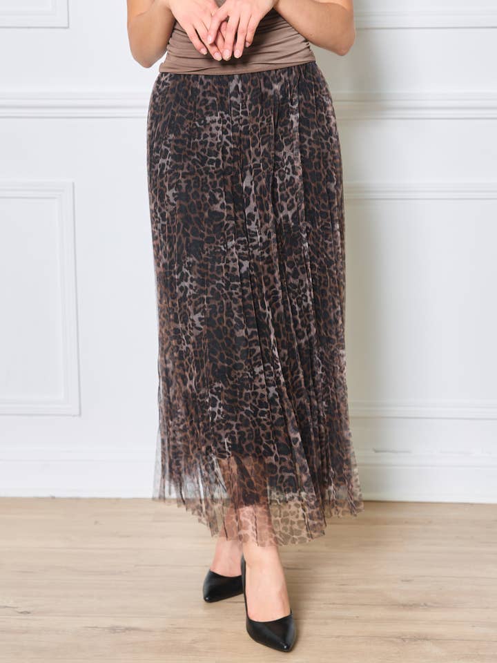 Mid-length tulle skirt with brown animal patterns - Orice for wholesale on Faire
