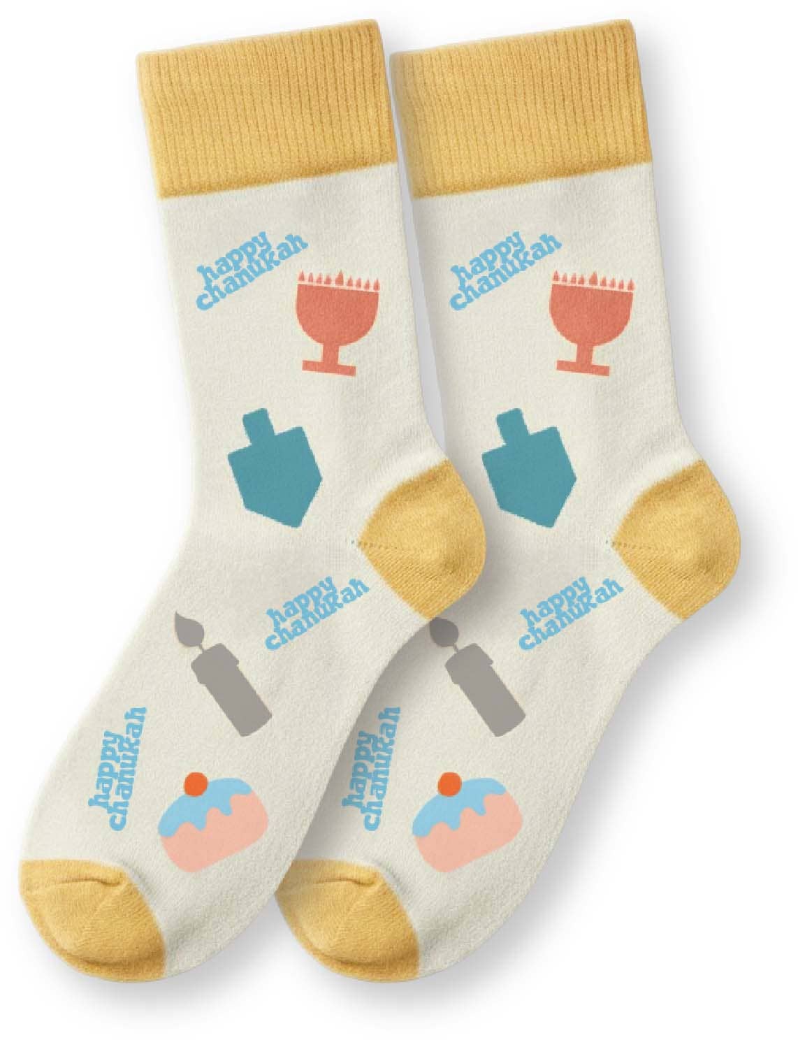 Ner Mitzvah - Wholesale Party Favor - Chanukah Kids Socks - White