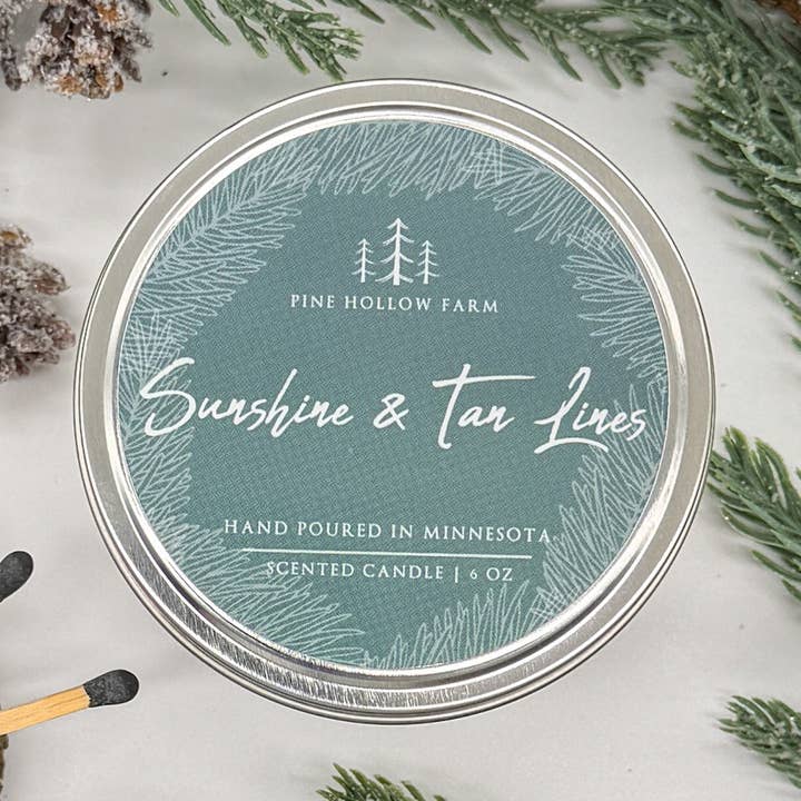 Sunshine & Tan Lines | Wood Wick Soy Candle for wholesale by Pine Hollow Farm LLC