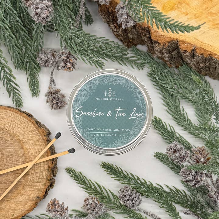 Sunshine & Tan Lines | Wood Wick Soy Candle for wholesale by Pine Hollow Farm LLC