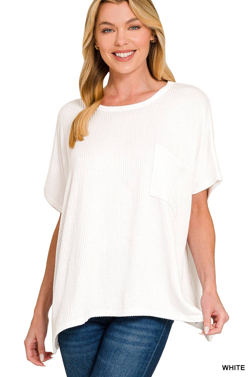 42POPS - Wholesale Knit Top - Women's - `.Corded Rib Oversized Short Sleeve Top19
