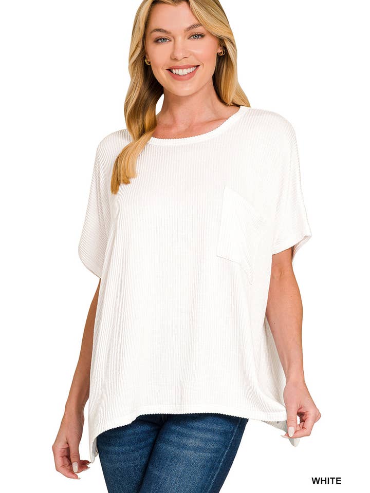 42POPS - Wholesale Knit Top - Women's - `.Corded Rib Oversized Short Sleeve Top19