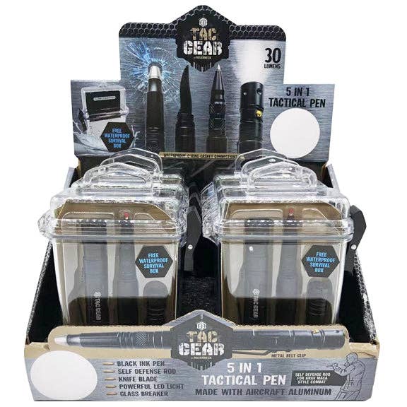 Novelty Brands - Wholesale Retailer Display - Home & Living - Multi-Tool 5-In-1 Tactical Pen Knife + LED Flashlight - 6PK1