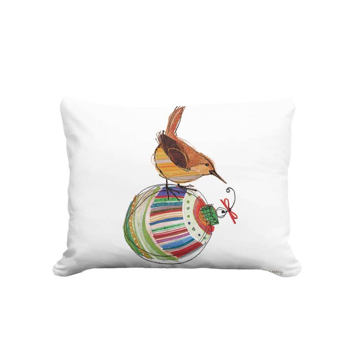 Pillow - Wren & Christmas Ornament indoor / outdoor cushion for wholesale by Magnolia Casual