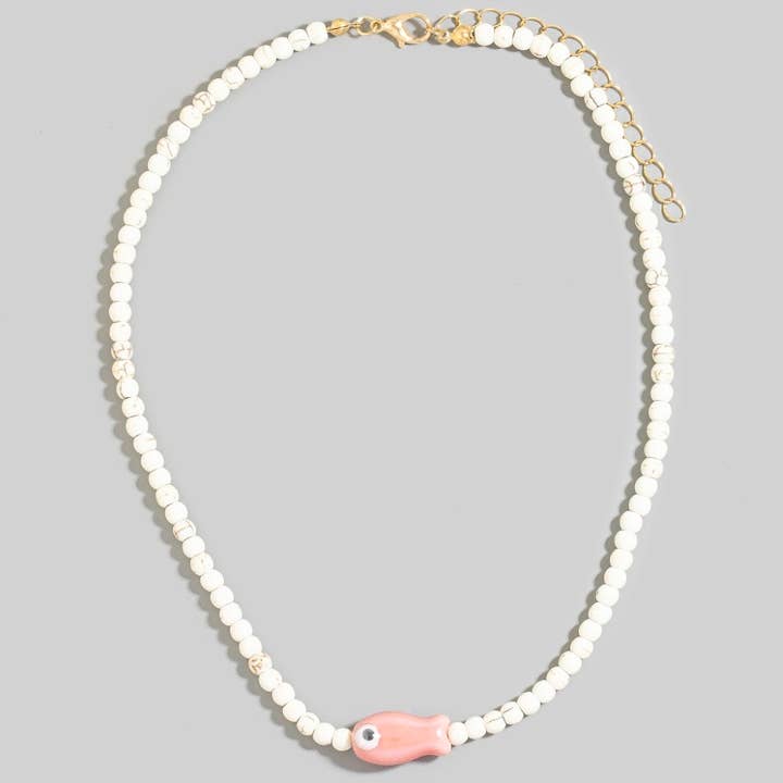 Keramische Vis Hanger Kralen Ketting voor wholesale door The Looks by Fame Accessories