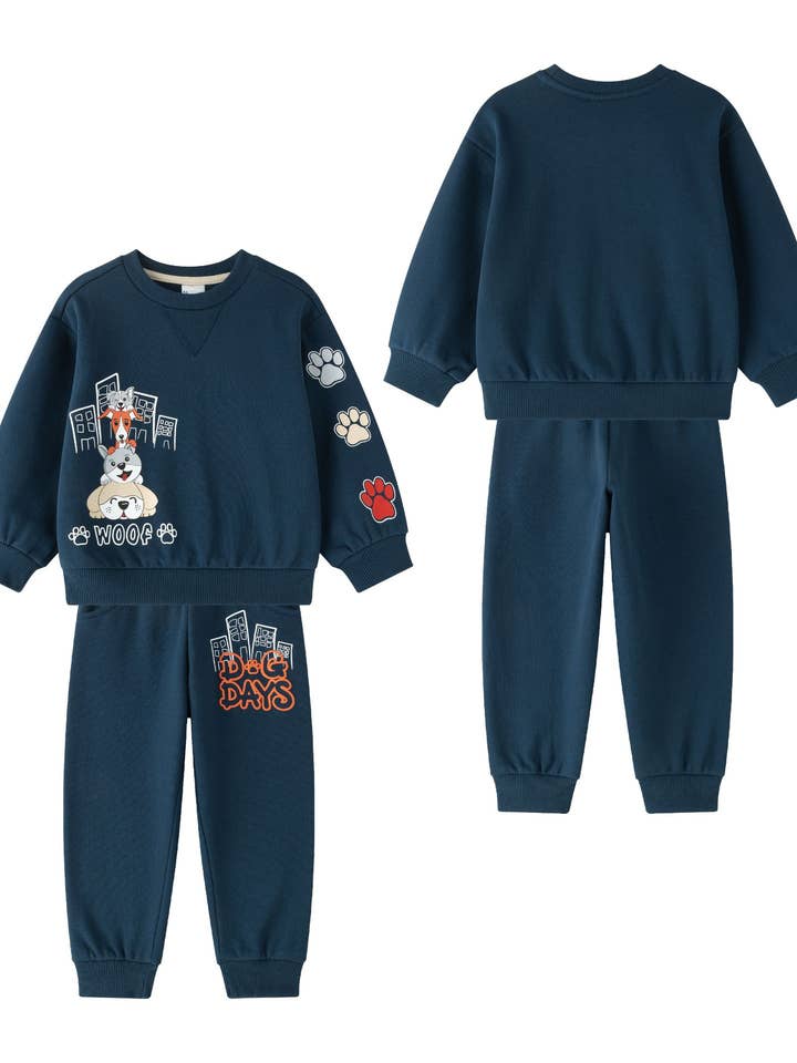 Fleece trainingspak met capuchon en lange fleece broek voor wholesale door Newness Kids