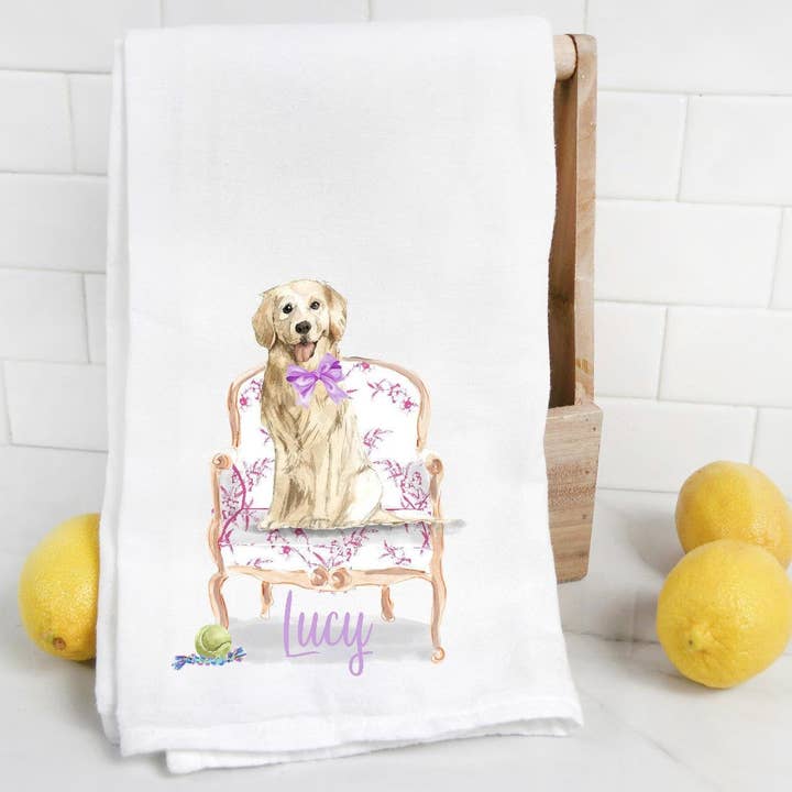 The Preppy Pineapple Home - Wholesale Tea Towel - Custom Golden Retriever Tea Towel8