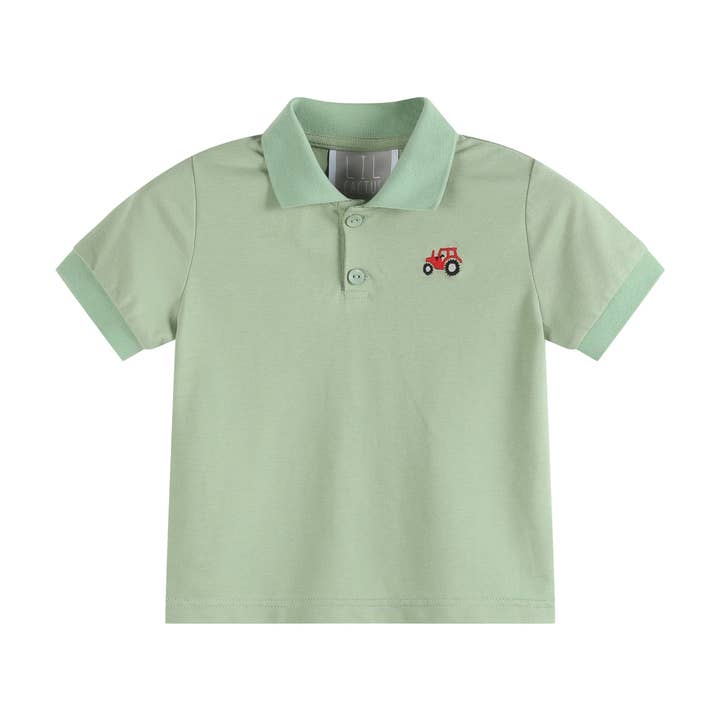 Lil Cactus - Wholesale T-Shirt - Kids - Green Tractor Polo Golf Shirt