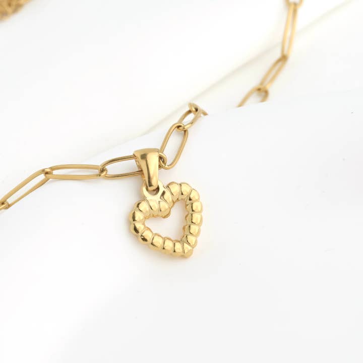 Blueyejewelry - Venta al por mayor Collares con colgantes/abalorios - Collar de corazón dorado - Colgante de corazón sin deslustre8