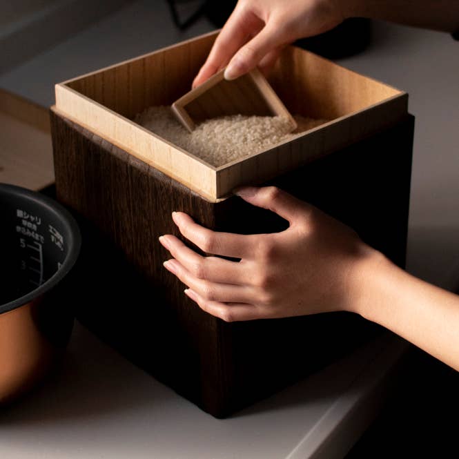 KIRI RICE STOCKER Burnt Paulownia with Beeswax Finish for wholesale by Japacolle — Japan Collections | See Latest News in "About"