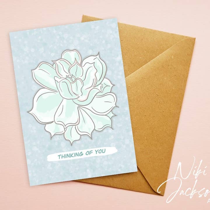 Cartão suculento pensando em você por atacado de Niki Jackson Art